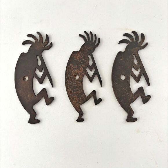 Kokopelli Metal Reversible Drawer Knob Lot 3 Southwestern Lodge Cabin Rustic - Picture 3 of 5